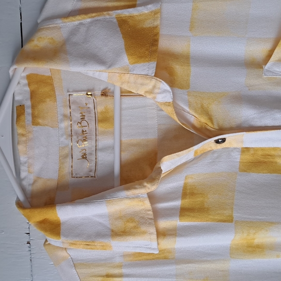 Jen's Pirate Booty Ocean Front Kapalua Short Sleeve Gold Check Shirt SZ M - Picture 3 of 13